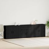 vidaXL - Dressoir - Zwart - Eiken - 240 x 33 x 70 cm - Bewerkt hout