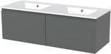 Maxaro Badkamermeubel 120cm Modulo Middengrijs 2 Lades Greeploos Wastafel Keramiek