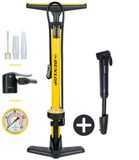 Dunlop Fietspomp met Drukmeter en Mini Fietspomp Set - Vloerpomp tot 180 PSI met Adapter - Compacte Handpomp voor Onderweg - Geschikt voor Presta Dunlop Schrader - Geel