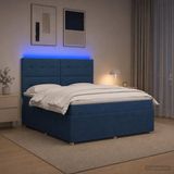vidaXL LED Boxspringbed met Matras Blauw 140 x 190 cm Stof