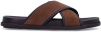 Manfield Heren Bruine Suède Slippers Maat 44