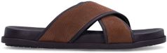 Manfield Heren Bruine Suède Slippers Maat 44