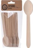 Merkloos 20x Houten Lepels Wegwerp Bestek Bruin Hout 16 cm