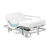 Geriafy Verpakking met scharnierend bed, versterkt met visco-elastische matras van 20 cm, koele en zachte stof, inklapbare leuningen (80 x 190 cm, afstandsbediening met kabel)