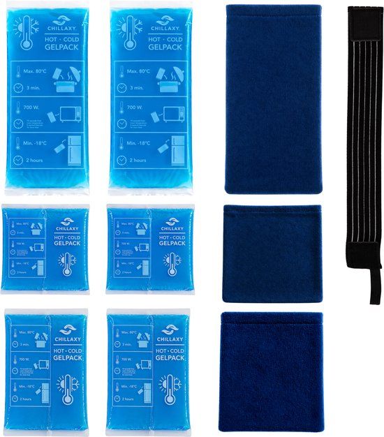 Chillaxy Coldpack – Icepack – 10 delige set met Zachte Hoes & Elastische Band – Coolpack, IJspack, Gelpack – Koud Compress Herbruikbaar