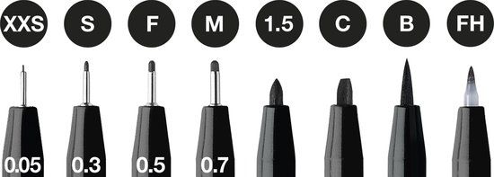 Faber-Castell Pitt Artist Pen - 8-delig - Zwart - Fineliner Set