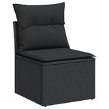 VidaXL 11-delige Loungeset met kussens, poly rattan, zwart