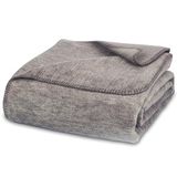 Glart Knuffeldeken deken 130 x 170 cm bank, zachte en warme wollen deken extra pluizig als bankdeken, effen grijs gemêleerd