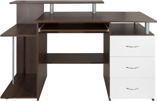 HJH OFFICE WORKSPACE H IV | 137x60 - Bureau Walnoot / Wit