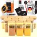 Set van 12 pot de cuisine carré de 280 ml avec couvercle en bois et étiquettes