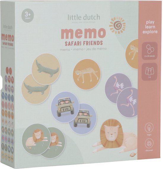 Little Dutch Memo spel FSC - Safari Friends