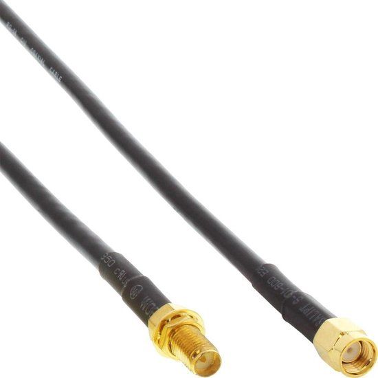 InLine RP-SMA Verlengkabel - RG58 - 20 meter - Zwart