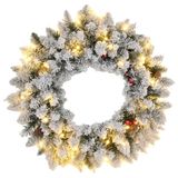 HOMCOM Couronne de Noël 60x60x10cm Plastique Vert