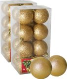 Gerimport Gerim Kerstballen - 32 stuks - Goud - Glitters - 5 cm - Kunststof
