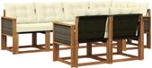 vidaXL - Salon d'angle - 7 places assises - Naturel et crème - Acacia bois