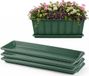Plasticforte Plantenbak water onder opvangschaal - 3x - groen - rechthoek - 48 x 18 cm