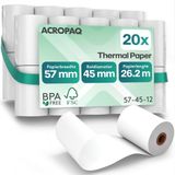 ACROPAQ - 20 x Pinrollen 57x45 mm - 26 meter - Thermisch papier BPA-vrij - Kassarollen voor betaalterminal