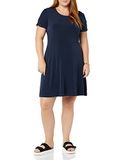 Amazon Essentials Dames Verzamelde Korte Mouwen Ronde Hals Shift Jurk
