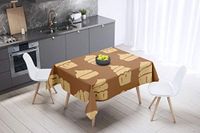 Bonamaison Tafelkleed, Anti-Mold, Sneldrogend, Waterdicht, 100% Polyester Tafellaken, Bruine tinten, 140 x 140 Cm