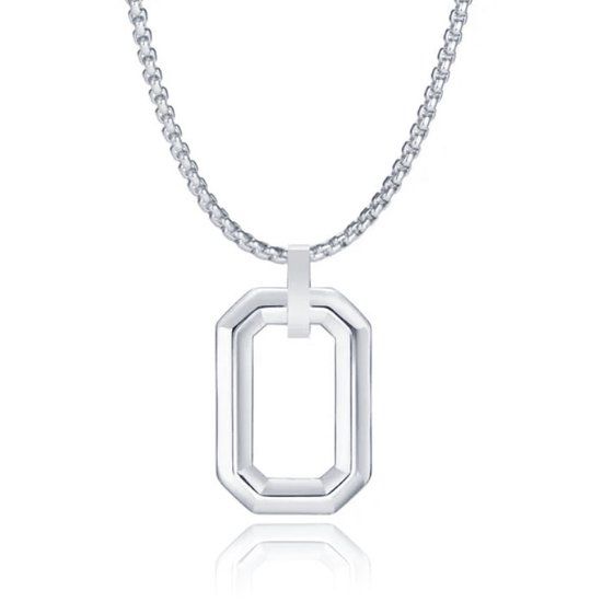 Mendes Herenketting met Minimalistische Geometrische Hanger - Zilver