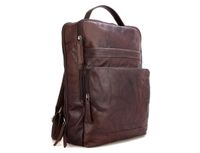 Sac à dos en cuir marron foncé avec bretelles rembourrées