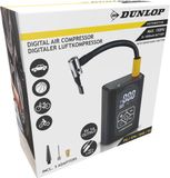 Dunlop Compresseur d'air numérique 150PSI – Pompe à vélo électrique avec fonction Powerbank – Compresseur pour pneus de voiture et de vélo – Gonfleur de pneus rechargeable par USB – avec 3 adaptateurs et éclairage LED