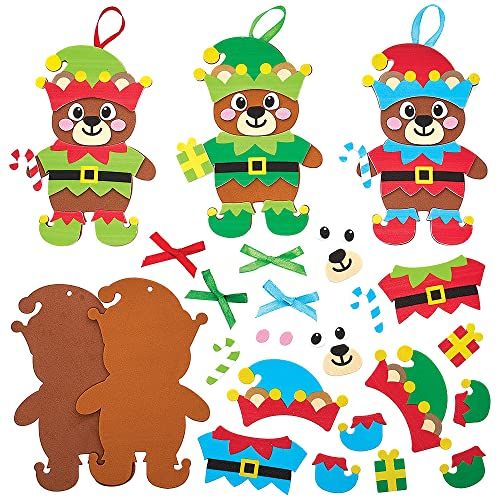 Baker Ross FX288 Kerst Elf Beer Mix and Match Decoratie Pakketten - Pak van 8, Kinder Kerst Decoraties Knutselset, Kunst en Knutselen Kerst Decoraties