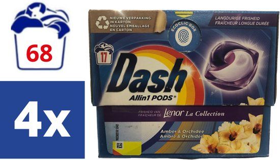 Dash All in 1 Pods - Amber & Orchidee - 68 Wasbeurten - Voordeelverpakking