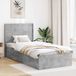 vidaXL Bedframe met opbergruimte en hoofdbord Betongrijs 75 x 190 cm