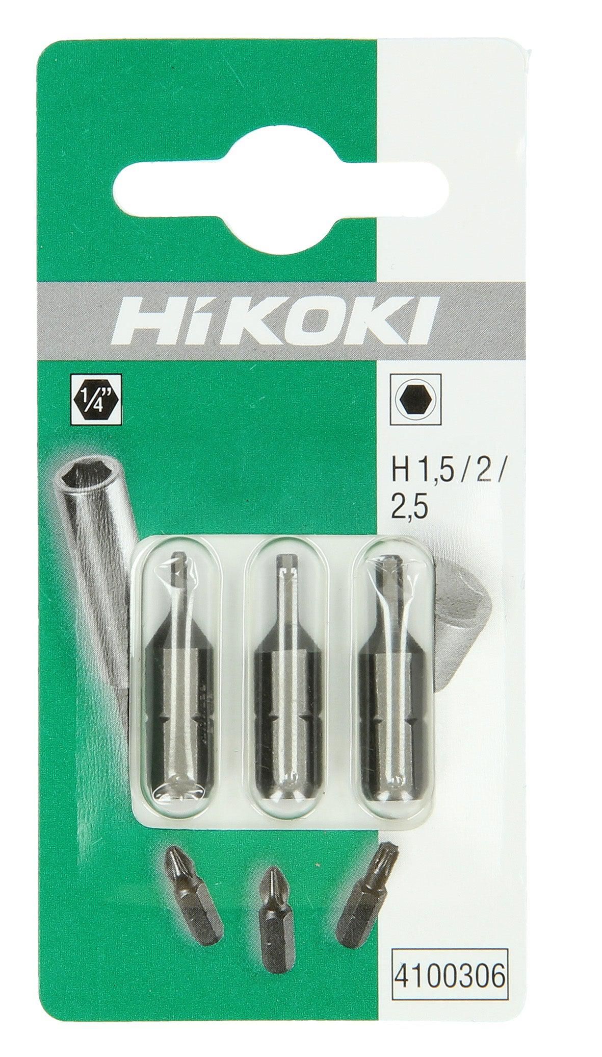Hikoki Bits 1/4" hexagonal 1.5/2/2.5 mm - 4100306