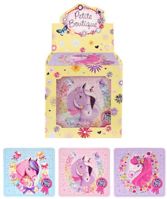 - 108 Stuks Puzzel: Pony s / Paarden 13 x 12 Cm in Traktatiebox Uitdeelcadeautjes