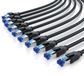 Primewire LAN-kabel, set van 10, CAT 8, patchkabel, RJ45, netwerkkabel, 40 Gbit/s, S/FTP, dubbele afscherming, vergulde contacten, achterwaarts compatibel, 10 stuks, 0,25 meter, zwart