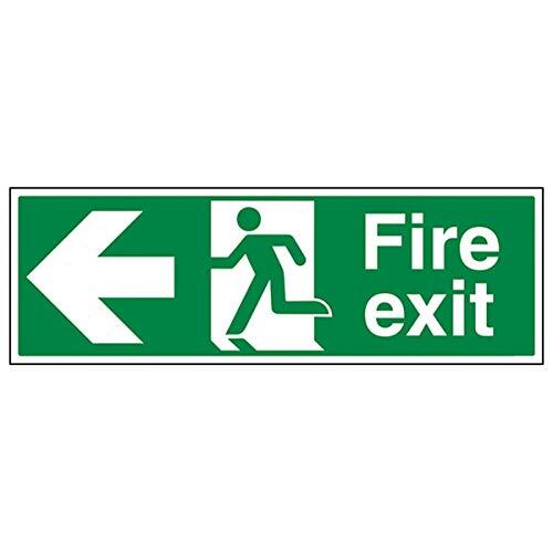 V Safety vsafety 14003bp-r Fire Exit schild, Fire Exit pijl naar links, stijve kunststof, landschap, 600 mm x 200 mm x 200 mm, groen