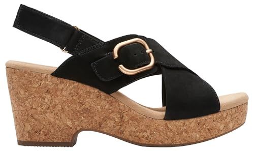 Clarks Giselle Dove sandaal voor dames, Zwarte Nubuck, 35.5 EU