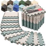 bemaxx Beschermende Vloermatten Zachte Foam Tegels in Elkaar Grijpende Schuimmatten - 18 Stuks EVA Schuim Puzzelmatten - Vloermat Bescherming, Puzzel Sportmatten Set Vloerbeschermingsmatten Beschermmat Sport - Sage Grey Duo