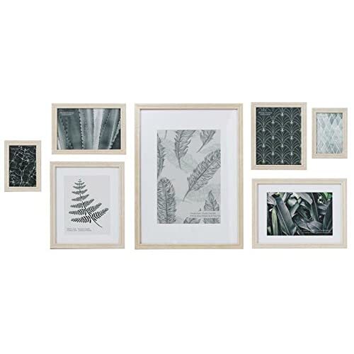 DKD Home Decor Fotolijst, glas, tropisch papier, MDF, 48 x 6 x 34 cm, 7 stuks