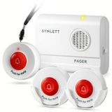 Merkloos Zorgpager noodoproepknop senioren - 3 draadloze oproepknoppen - Met pager - Bereik 150 m
