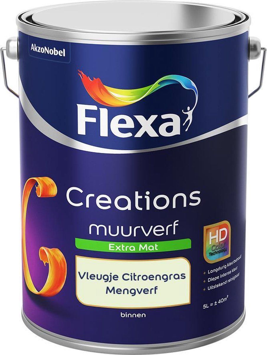 FLEXA Creations Muurverf - Extra Mat - Vleugje Citroengras - 5 liter