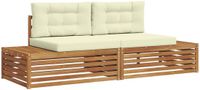 vidaXL 2-delige Buitenbank Set Massief Acacia Hout en Polyester