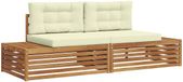 vidaXL 2-delige Buitenbank Set Massief Acacia Hout en Polyester