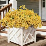 Satefello 20 bundels kunstbloemen voor buiten, UV-bestendige nepherfstbloem met plastic planten, kunstzijde, bloem voor buiten, veranda, hangende plantenbakdecoratie