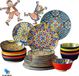 EliteNest® 24-delige Servies Set - Bohemian Stijl - Dinerborden, Dessertborden, Ontbijtkommen en Pastakommen - Veelkleurig