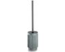 Zeller Toiletborstel Stripes - in houder - kunststeen - salie groen - rond - 10 x 42 cm