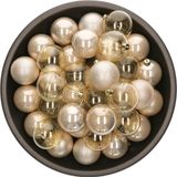 Decoris Kerstballen - 25x stuks - 6 cm - Kunststof - Champagne