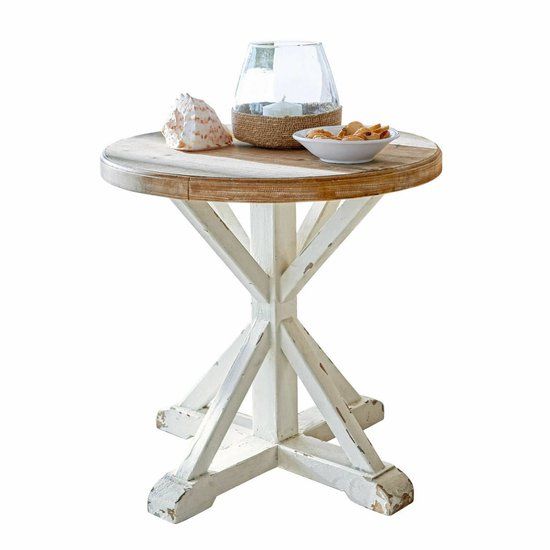 LOBERON Bijzettafel Frapelle antiekwit/bruin