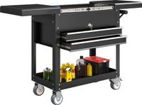 Homcom Tool Chest - Staal - Zwart - Met wielen - 2 Lades