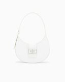 Armani Exchange Schoudertas voor dames, duurzaam, met zilverkleurig metallic logo, gebroken wit