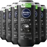 NIVEA Men Shampoo & Douchegel 3in1 Active Clean - 6 x 250 ml