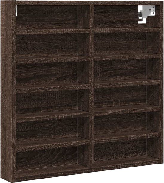 vidaXL Vitrinekast - 60x8,5x58 cm - Bewerkt Hout - Bruin Eikenkleurig