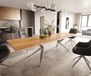 DELIFE Table à manger Edge 300x100x4 chêne nature Zenthara Angulaire acier inoxydable Live-Edge